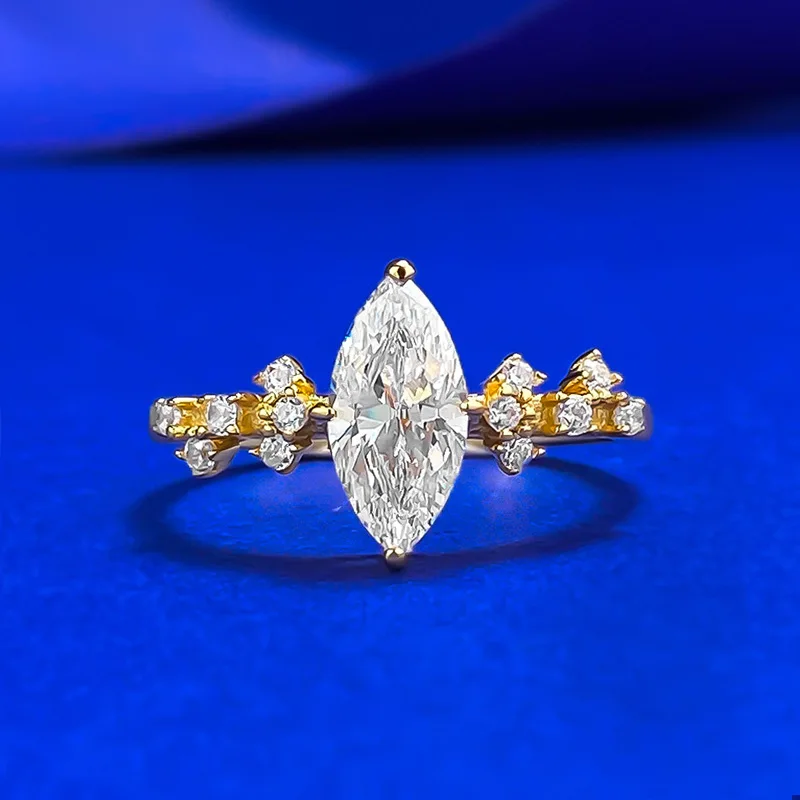 

S925 Silver Daily Fashion Style 5 * 10mm Horse Eye Simulation Zircon Inlay Ring Women's Jewelry