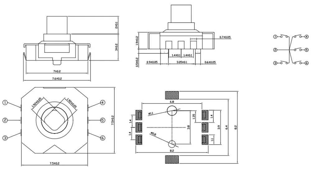 SKRHABE010-Interruptor táctil SMD de 5 vías, joystick de botón en multi 7x7,7x7x5mm, práctico para teléfono Digital