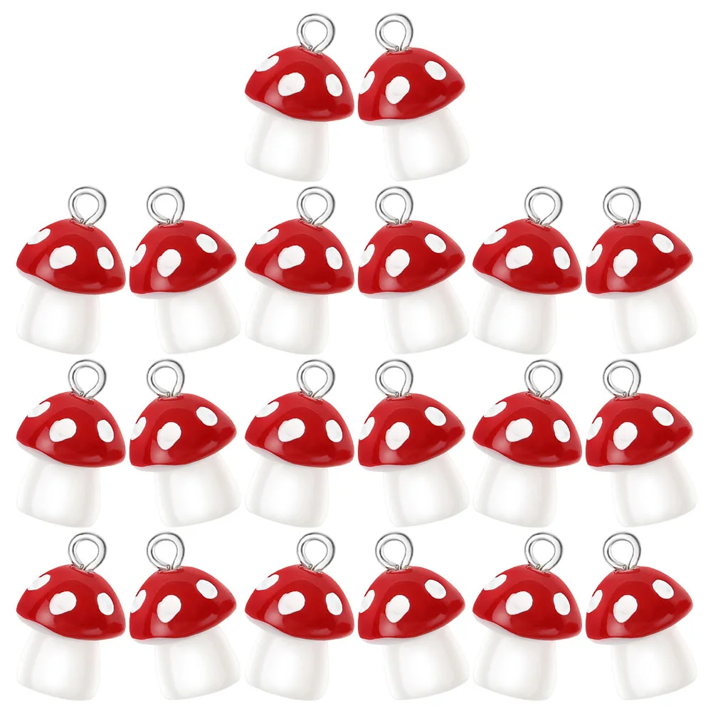 

20 Pcs Mushroom Pendant Mushrooms Cute Bracelet Charms Resin for Jewelry Making Tiny