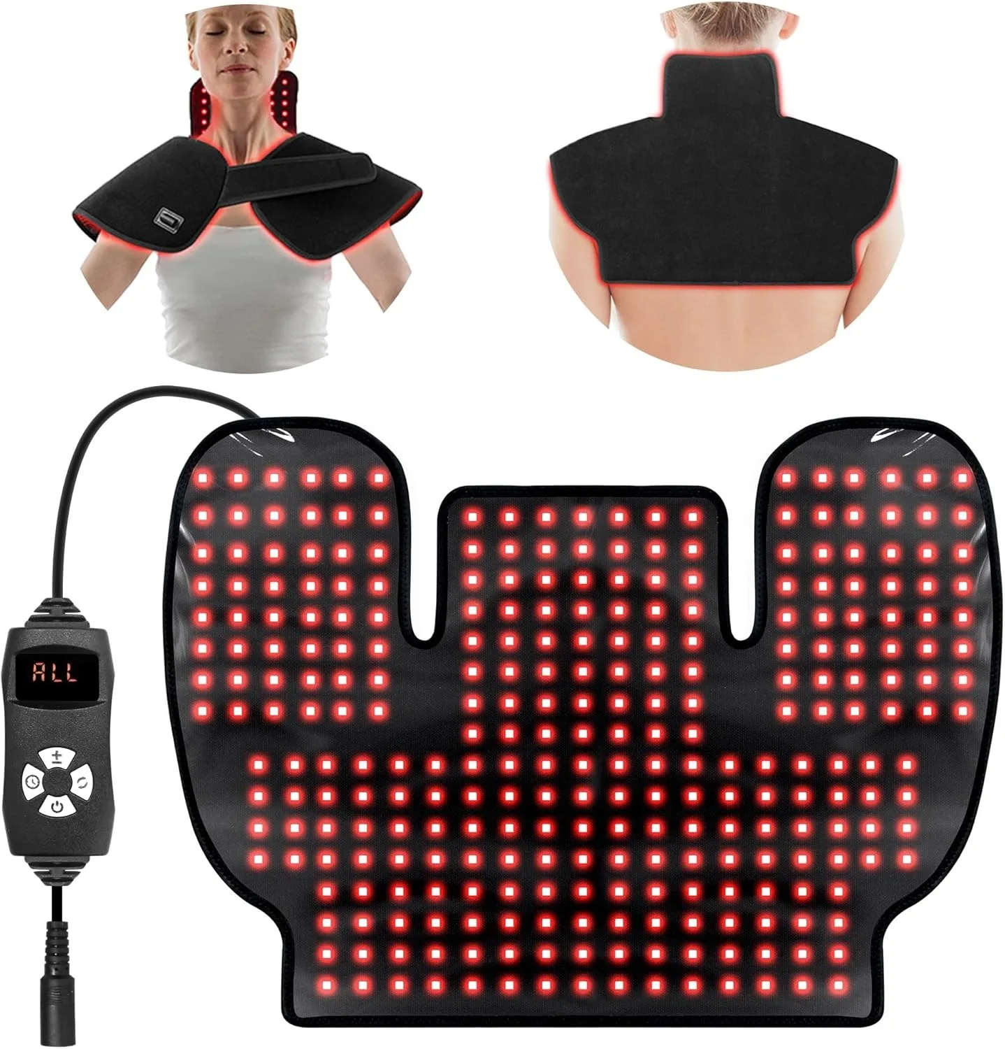 

288pcs Beads Red Light Therapy Pad for Body Upper Back 660nm&850nm Dual-chip LED Wearable Wrap Neck Pain Relief Muscle Relaxing