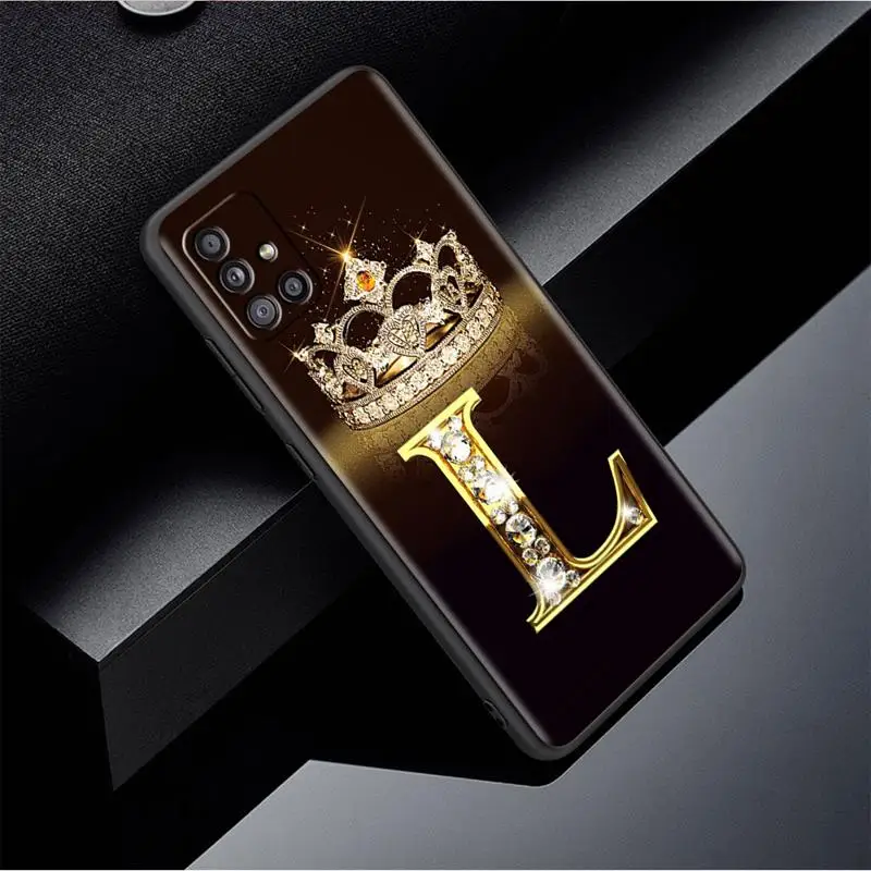 Letter Monogram Gold Marble Case For Samsung Galaxy A54 A52 A14 5G A53 A12 A13 A71 A23 A34 A33 A21s Phone Cover