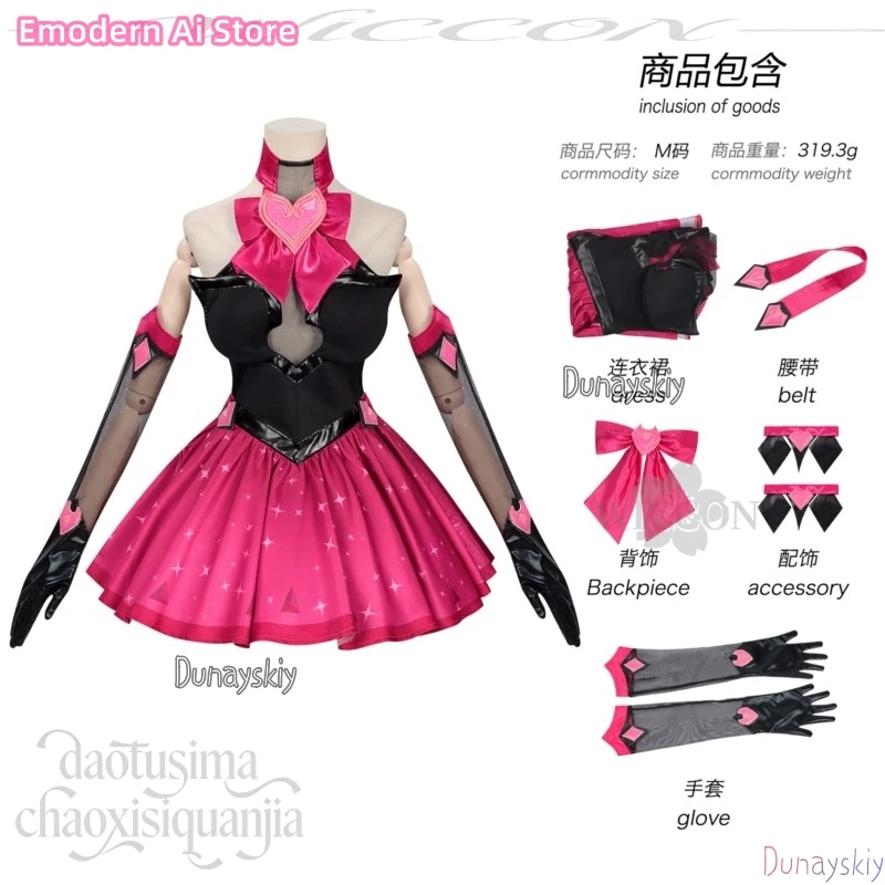 Dvaa Nocturna Nuevo Conjunto Vestido Rosa Fucsia y Negro con Cinturón y Lazo Moda Y2K Traje Jirai Kei Gótico Lolita 코스프레 Anime Game Oww Cosplay