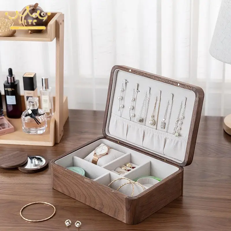 Retro Solid Wood Jewelry Storage Box Necklace Ring Display Collection Box Home Lipstick Jewelry Storage Jewelry Box