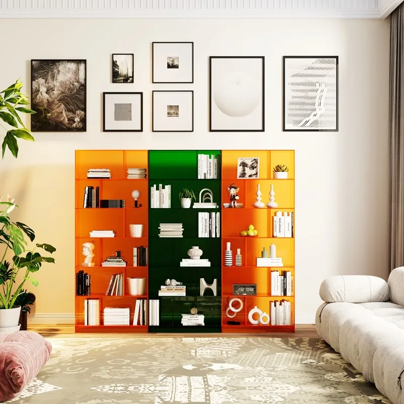 Light luxury acrylic to the living room combination large-capacity book cabinet figure multi-layer storage floor display rack