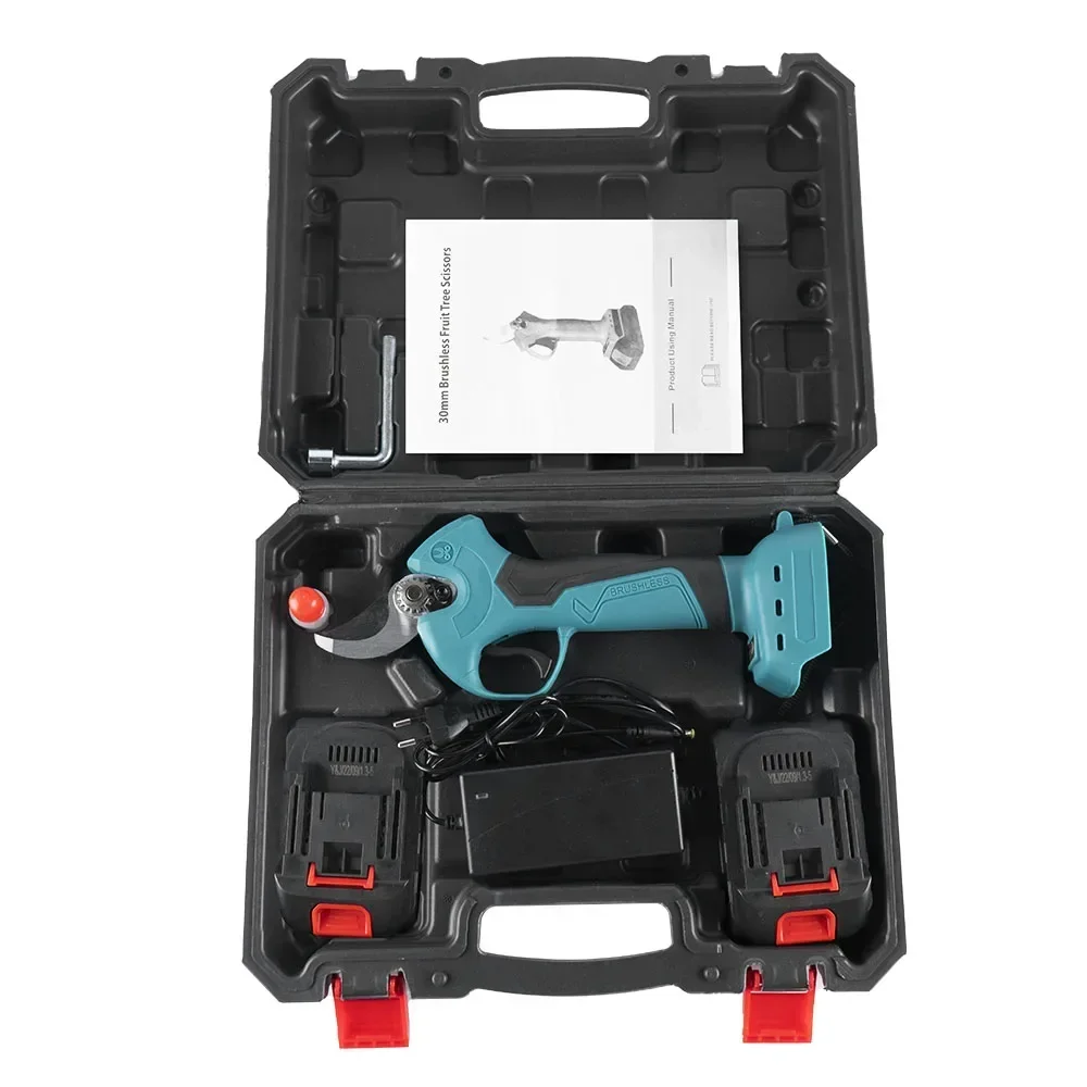 30mm Brushless Electric Pruning Shears 4 Gears Electric Scissors Orchard Shrub Branch Pruning Tools For 21V 18V Battery