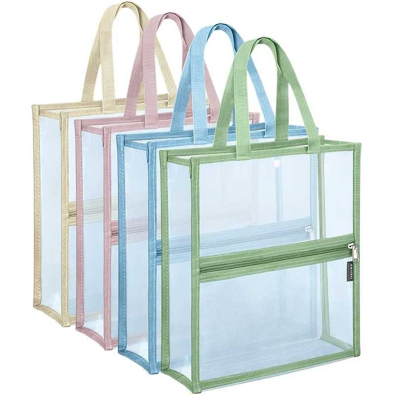 1 Piece, Random Color, Transparent File Folder, Tutoring Bag, Student Tote Bag, Large Capacity Tutoring Bag, Document Storage Bag, Maternity Document Bag, Work Travel Document Bag, Waterproof Zipper Bag view 5