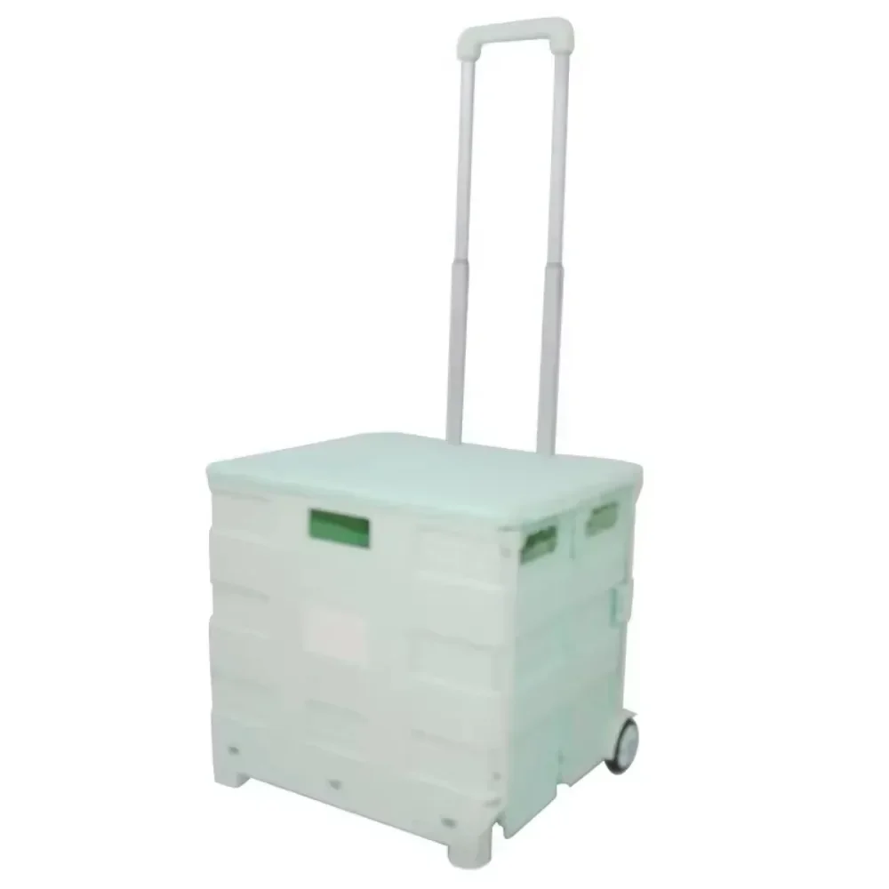 Uni-Silent Plastic Portable Shopping Cart Foldable Shopping Trolley for Supermarket and Grocery FST35A