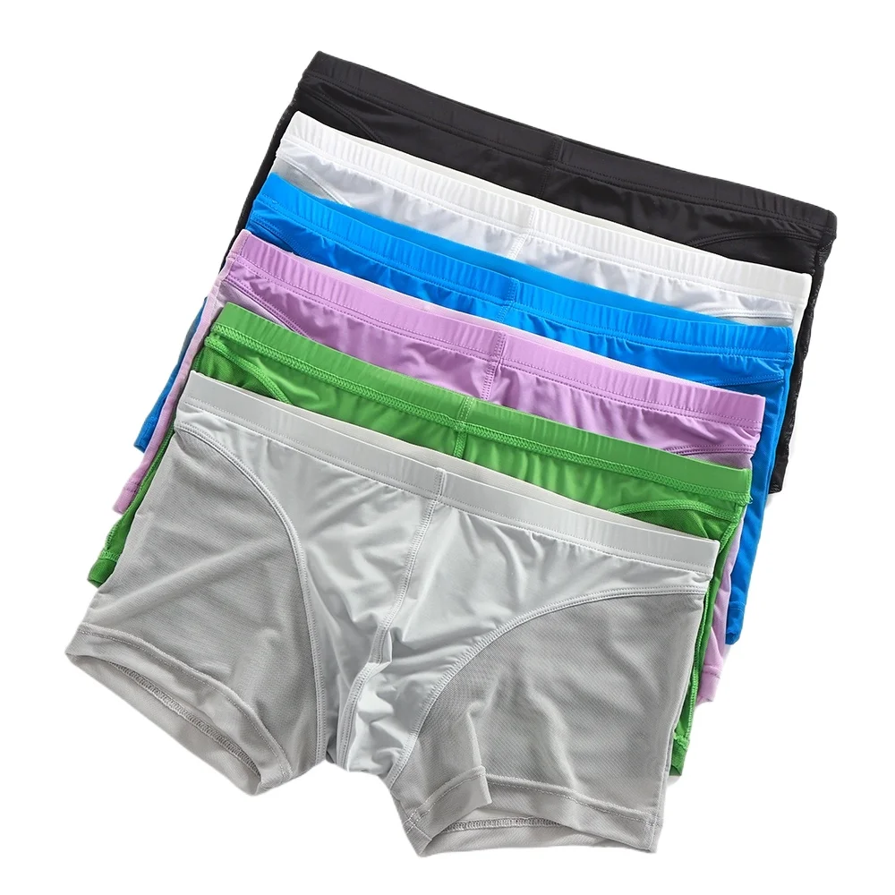 

6pcs/lot Men Mesh Boxers Shorts Ultra-thin Transparent Underwear Breathable Low Waist Panties