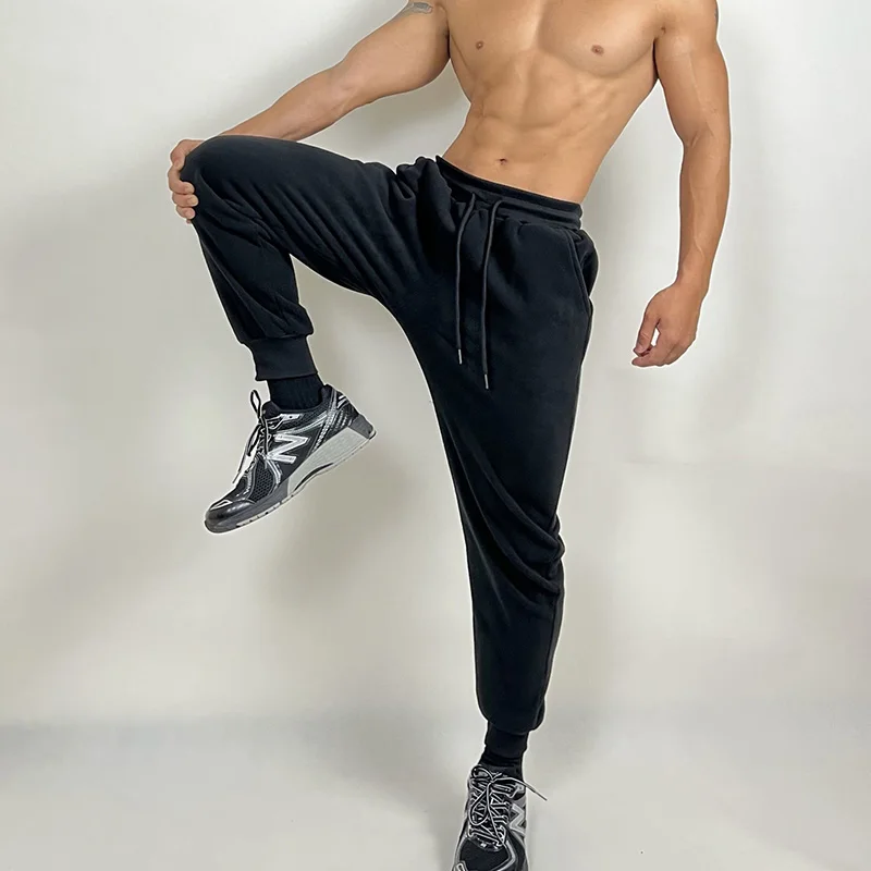 Men\'s pants Fitness corset pants men\'s loose drawstring basketball running training sweatpants plus fleece  sports long pants