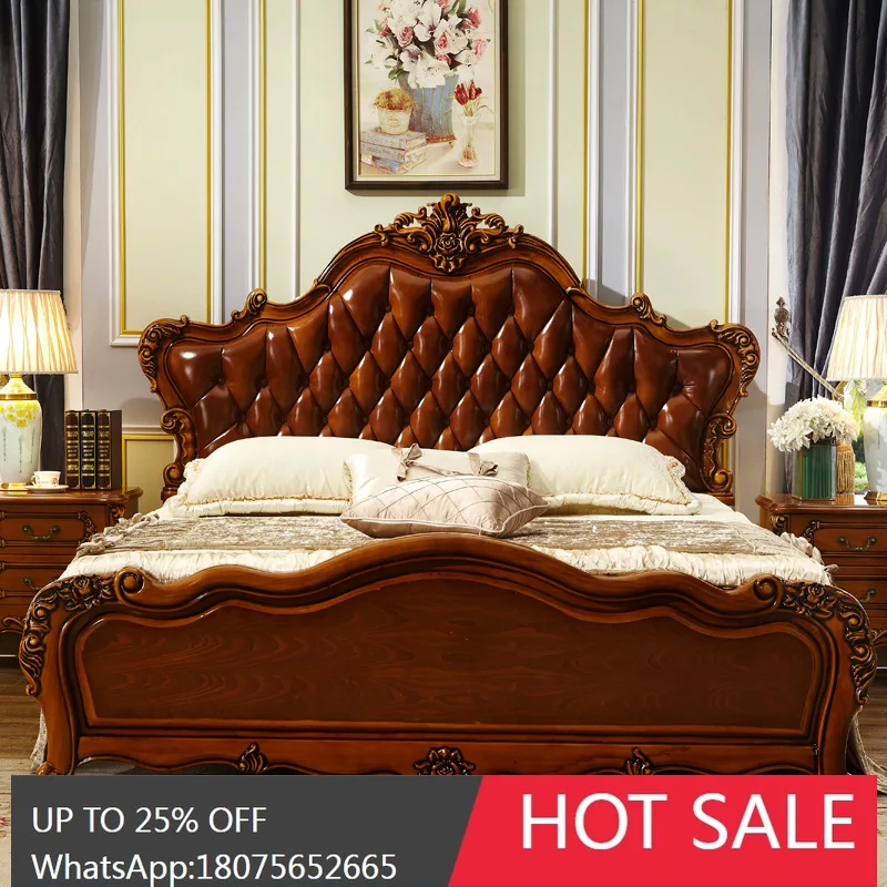 

SGF European Style Solid Wood Bed 1.8m Storage Bed American Furniture