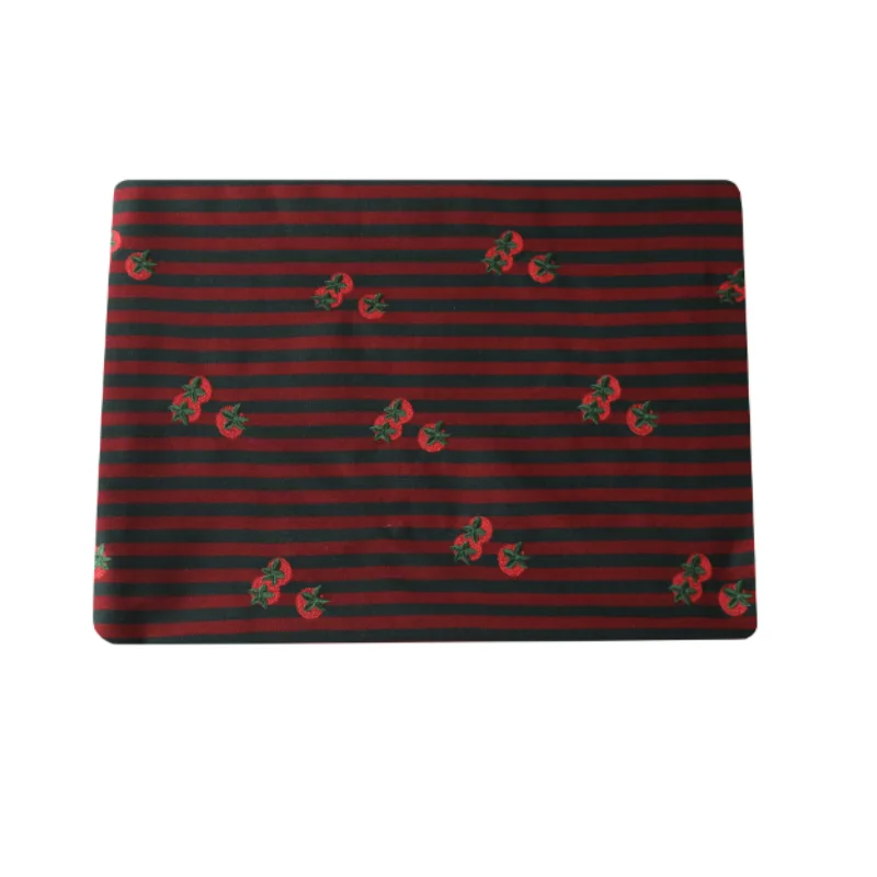 Ins style cute persimmon embroidered striped cotton fabric for coat, vest dress, children's clothing fabric diy fabric