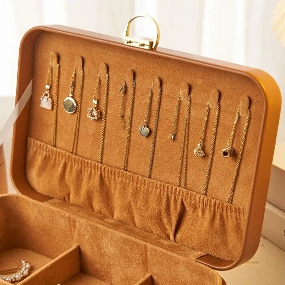 

Коробка для хранения ювелирных изделий из искусственной кожи, большая вместимость, двухслойная витрина для ювелирных изделий, водонепроницаемый пылезащитный чехол для хранения ювелирных изделий