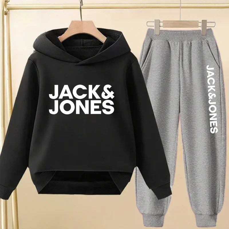 Solid Hoodie Jogger Tracksuit Front Decor Print Elastic Sweatpants Soft Breathable All Match Men Daily Fitness Set view 2