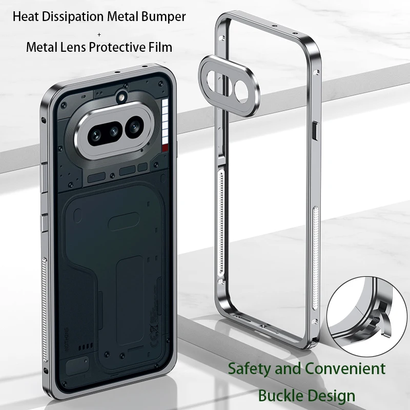

Cooling Aluminum Alloy Bumper Frame Case For Nothing Phone 4A Pro Metal Camera Protective Film Hard Back Bumpers 3A Pro