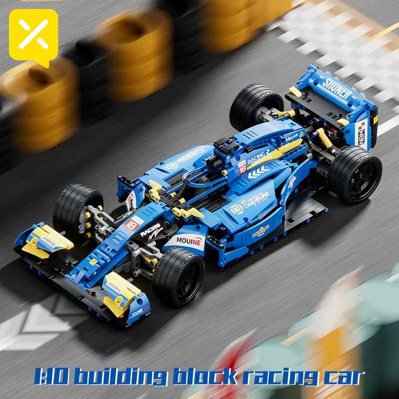 

MINISO Building Racing Car Block set Blue Car Desktop Decorations Collectible Model Car Kits Toy Festive Giving Gift No Box