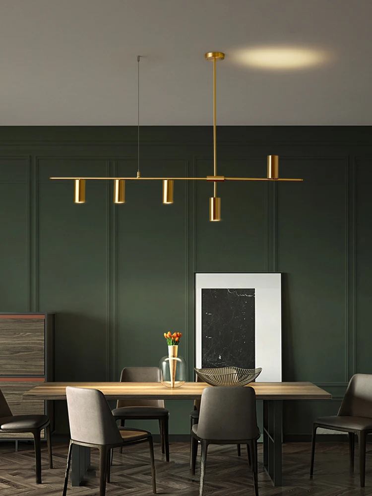 Modern Nordic Chandeliers Plated Gold or Black Simple Dining Table Lights Creative Bar Counter Long Strip Designer Pendant Lamps