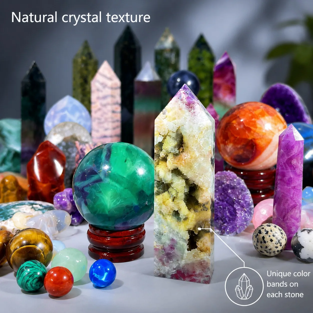 5-7lb Bohemian style luxury crystal box set, with random styles, can be used as a special crystal collectible. Lucky crystal stones with diverse shapes and rich colors are a holiday gift for crystal enthusiasts