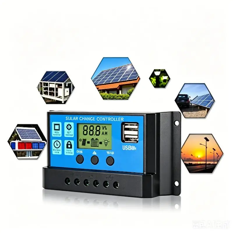 New Solar Charge Controller 10A/30A Solar Panel PWM 12/24V Battery Controller LCD Display Regulator USB