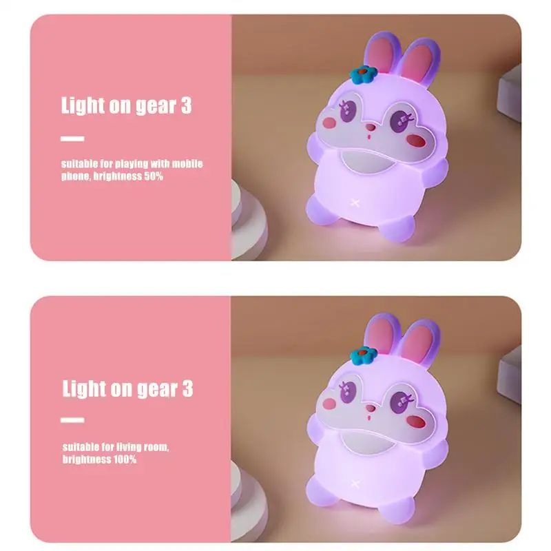 Cute Bunny Desk Lamp Desktop Bunny Night Lamp 30-minute Timing Function Bedroom Table Lamp For Bedside Bookshelf Children's Room