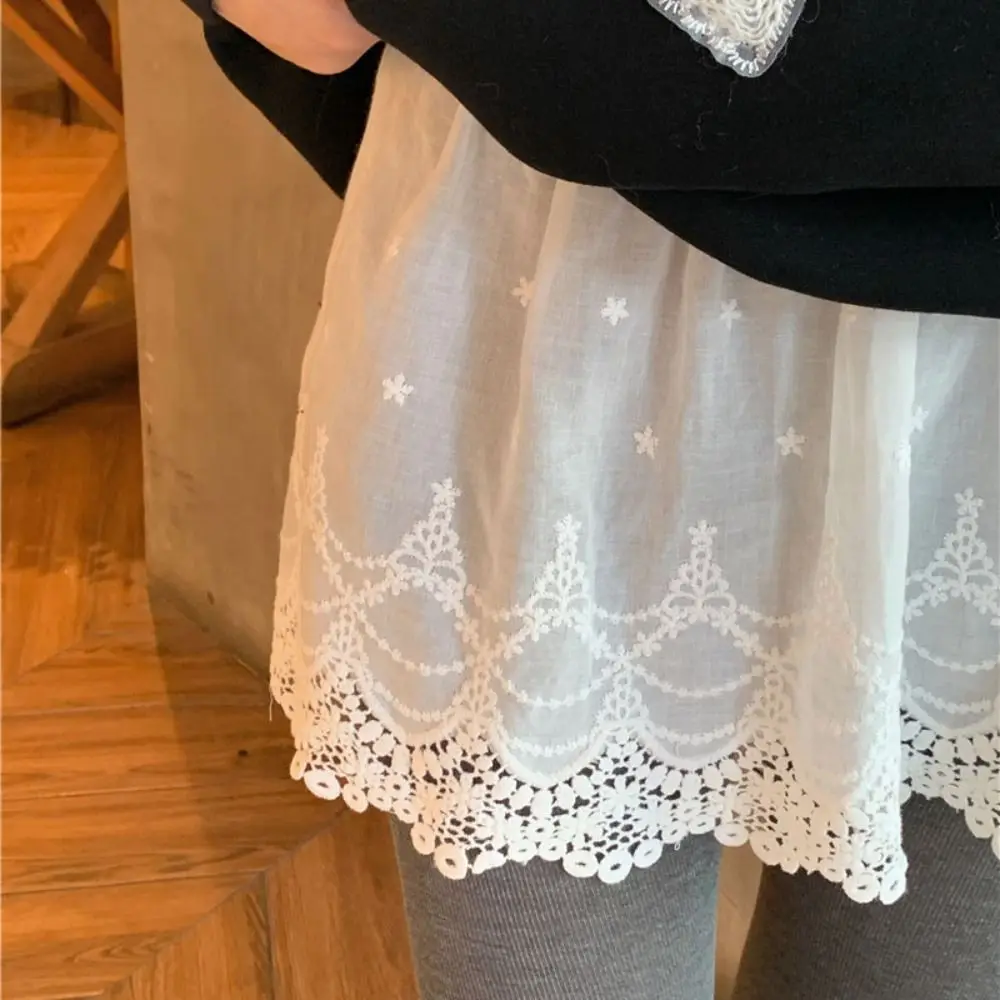 Кружевная нижняя юбка с цветочной вышивкой, антибликовая сетчатая защитная короткая юбка с высокой талией, нижняя юбка с кружевной подкладкой в корейском стиле