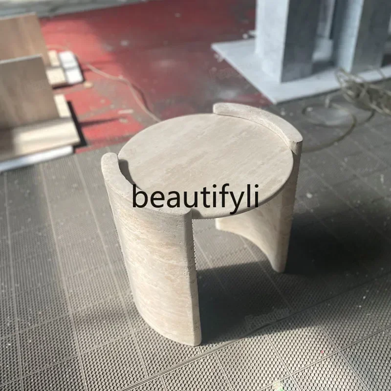 TTT  Travertine edge few cream style designer minimalist high-end model room living room sofa imported marble small coffee tab