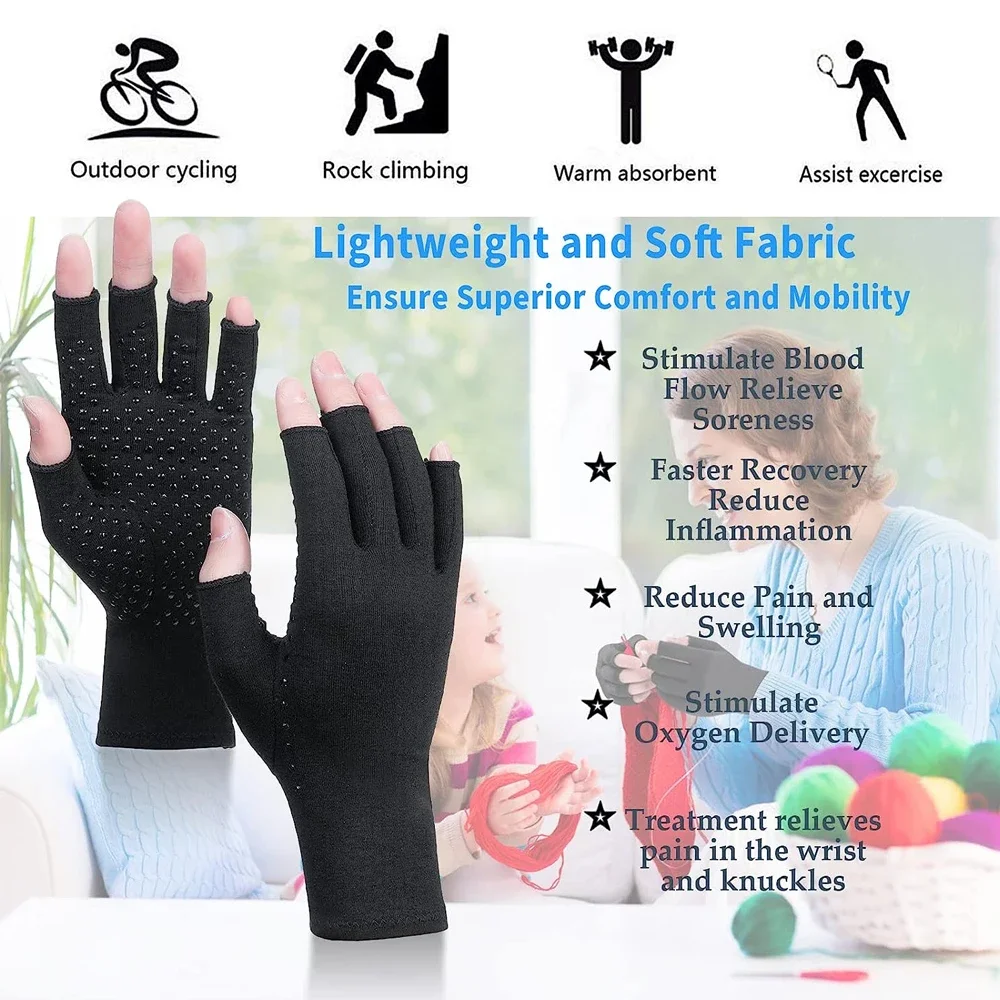 1Pair Arthritis Compression Gloves,for Arthritis,Rheumatoid,Carpal Tunnel - Anti-Slip Glue Compression Gloves for Work,Women Men