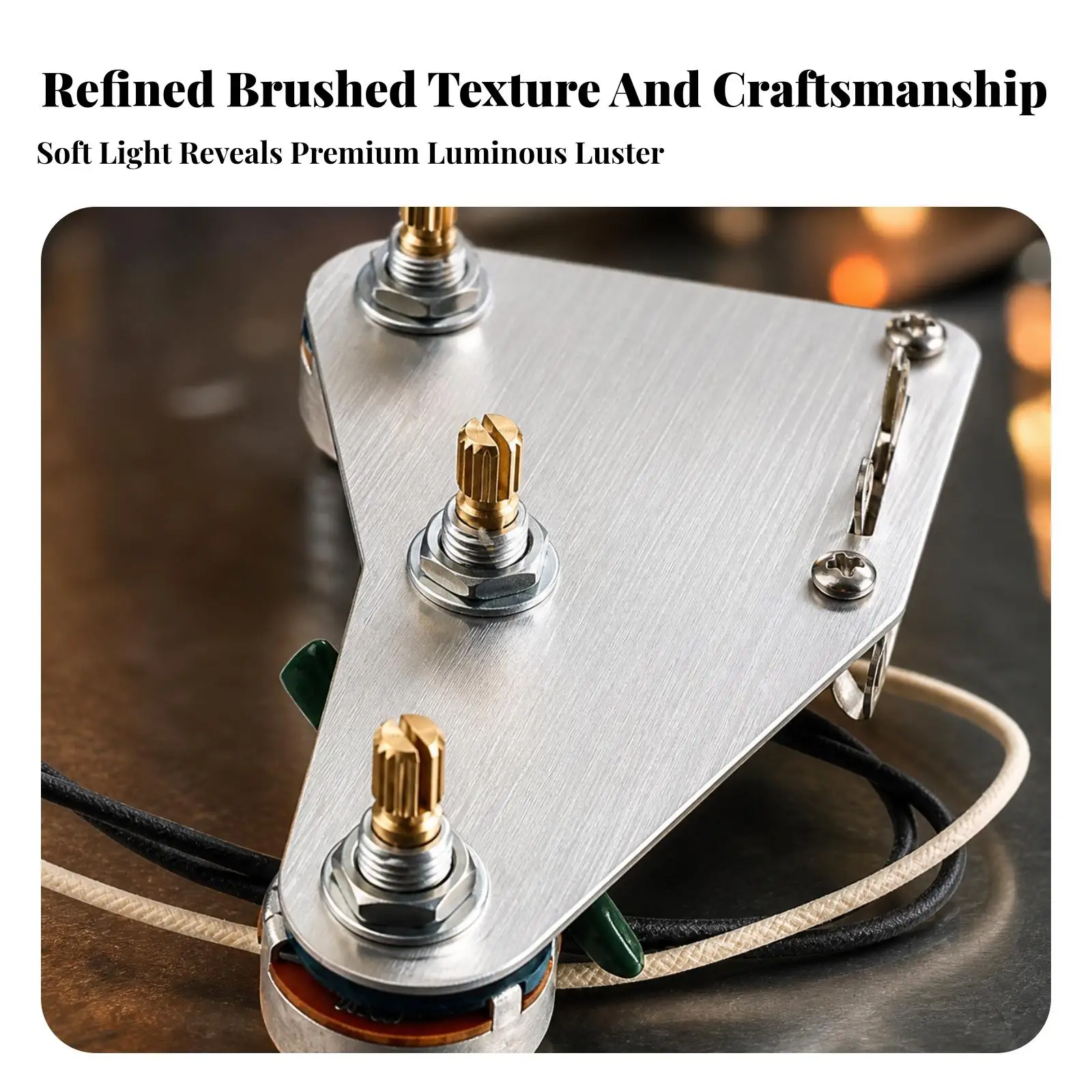 Prewired Guitar Wiring Component | Triangular Mounting Plate, Attached Insulated Leads, Guitar Wiring Part, for Custom Builds
