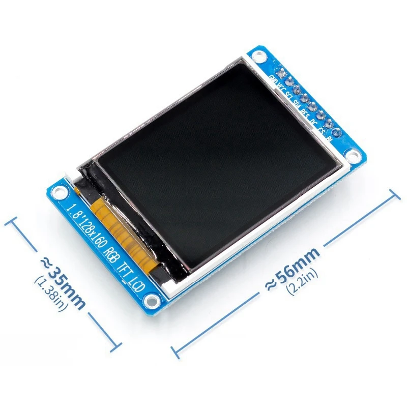 Módulo de exibição LCD com fonte de alimentação OLED, 1.8 Polegada, colorido, 128x160, RGB, SPI, TFT, ST7735S, 3.3V