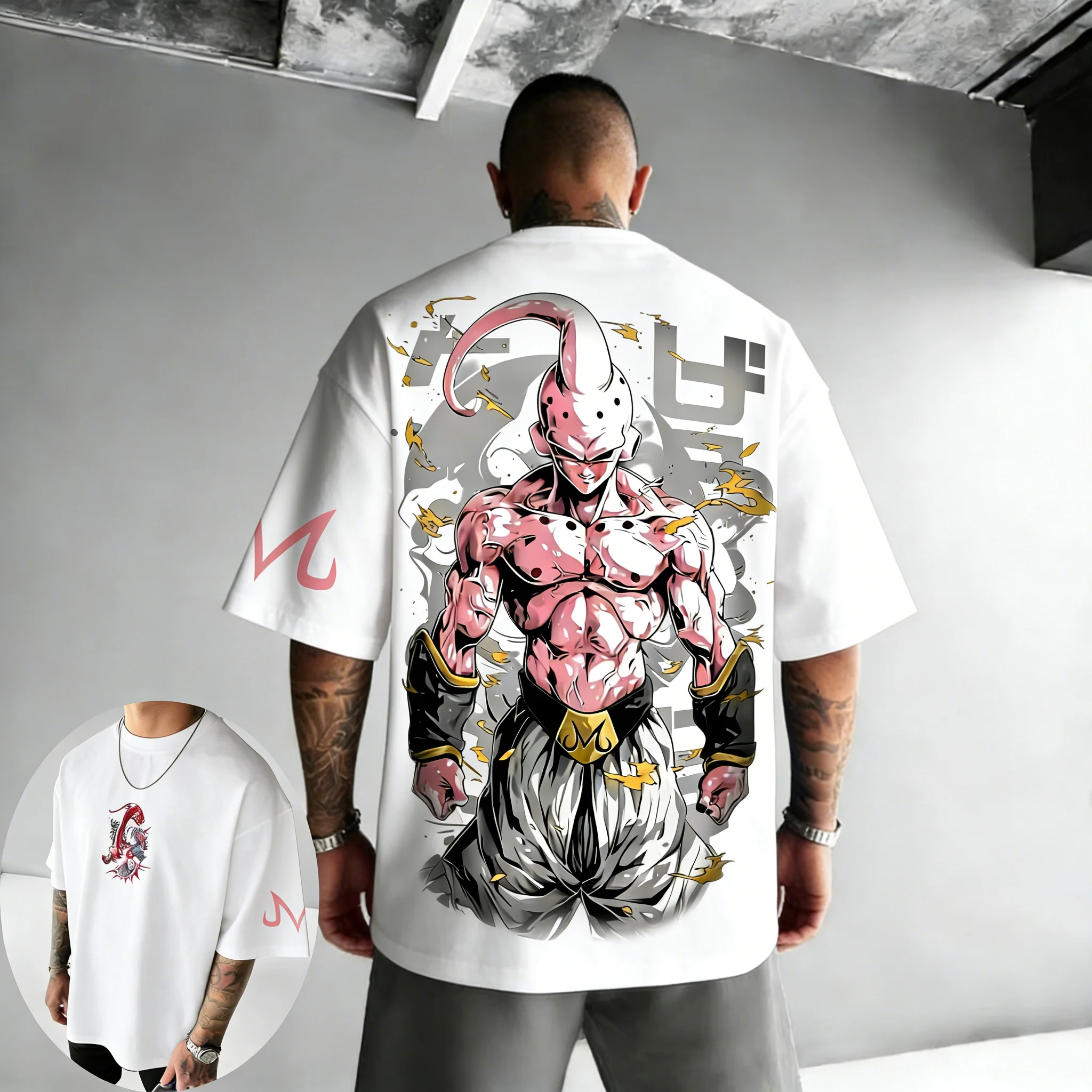 Dragon Ball Anime Majin Buu bedrucktes T-Shirt, Sommer, neuer Stil, für Herren und Damen, locker, lässig, Harajuku-Mode, kurzärmeliges Oberteil