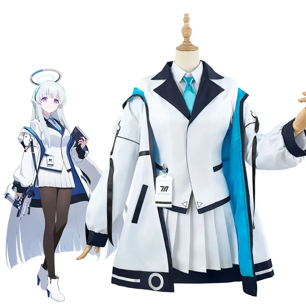 

Game Blue Archive Ushio Noa Cosplay Costume Halloween Role Play Women Girls Suit Cosplay Blue Coat Shirt Skirt Anime Clothes