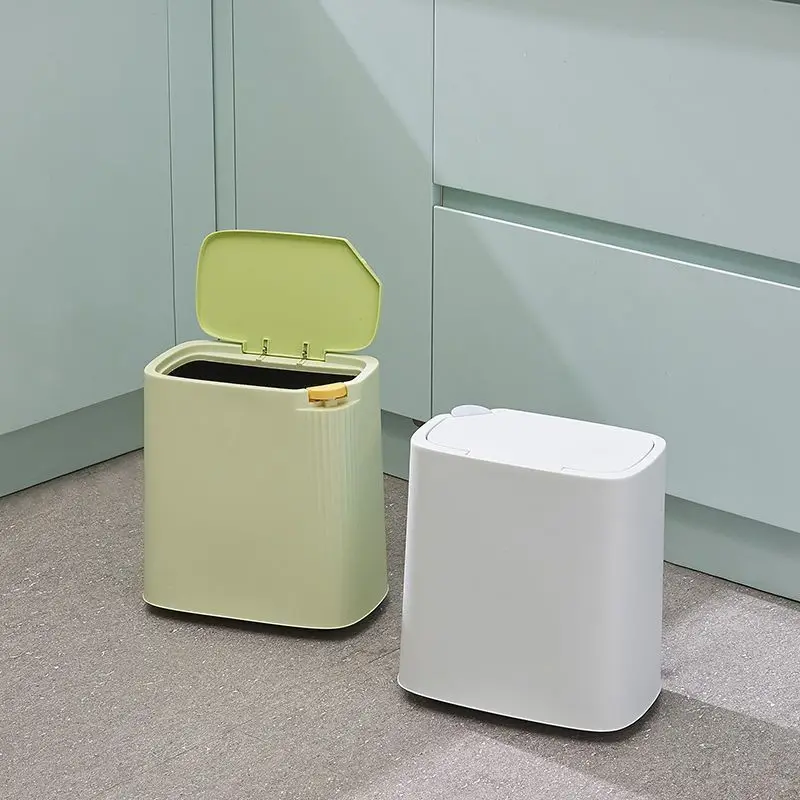 

Nordic Trash Can with Lid Press Type Crevice Pull Bathroom Kitchen Toilet Bedside Classification Waste Bins Cleaning Tools