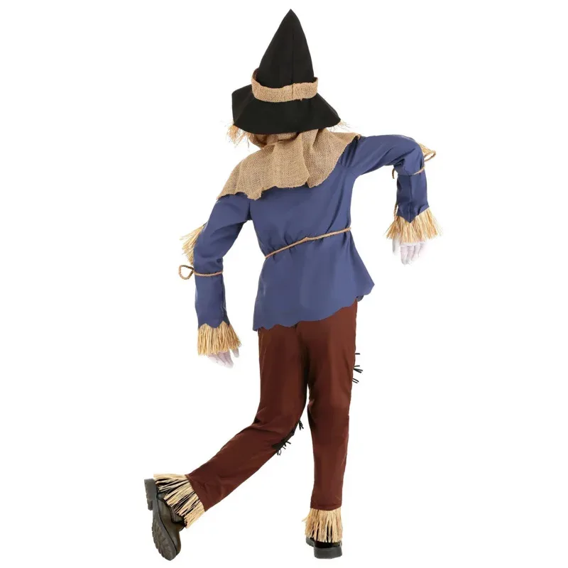 DY20Kids Wizard of Oz Patchwork Scarecrow Costume Boys Girls Halloween Cosplay Fancy Dress25 ชุดแฟนซี