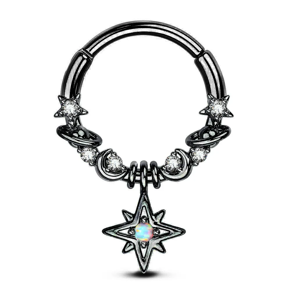 Mode Kristall Edelstahl Septum Hoop Clickers Nasenring Frauen Tragus Knorpel Helix Piercing Creolen Schmuck