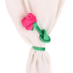 1Pc Cartoon Rose Flower Stuffed Soft Plush Toy Creative Curtain Buckle Home Decoration Christmas Valentine's Day Gift For Girls
