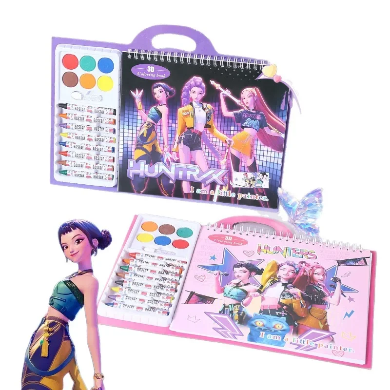 2026 حار شيطان الصيادين تتبع اللوحة أنيمي الكرتون خط رسم الأطفال رسم تلوين كتاب صور هدايا الأطفال #4