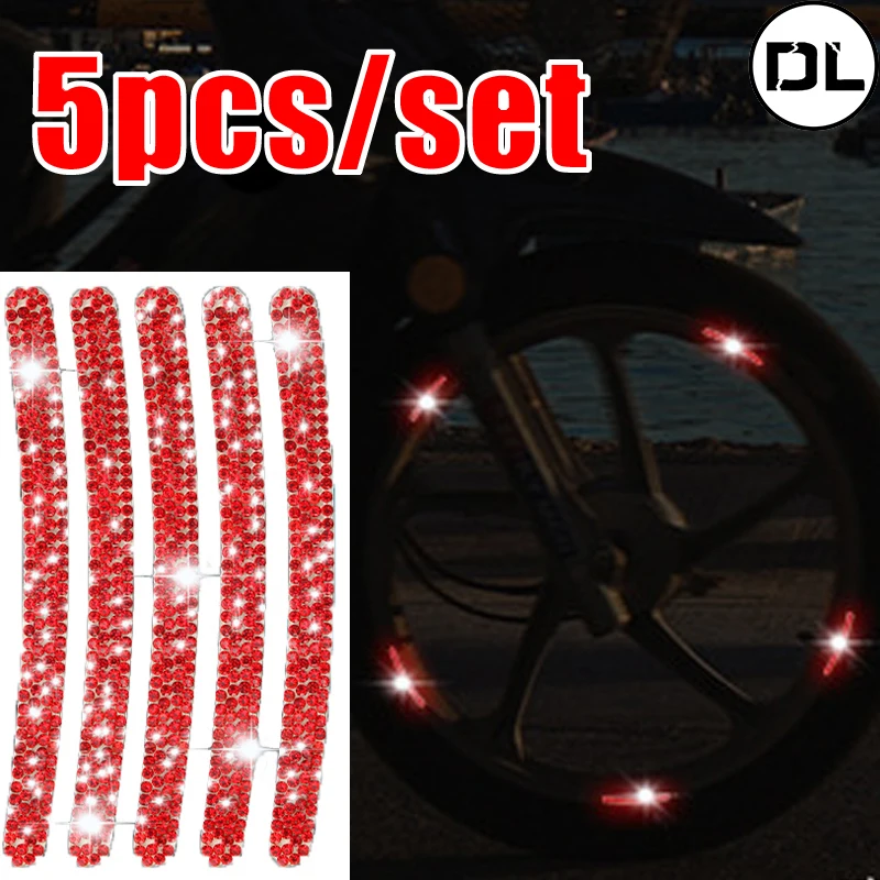 

Motorcycle Wheel Reflective Strips Colorful Hub Stickers Diamond Warning Stickers Auto Moto Decor Decals Accessories 5pcs/set