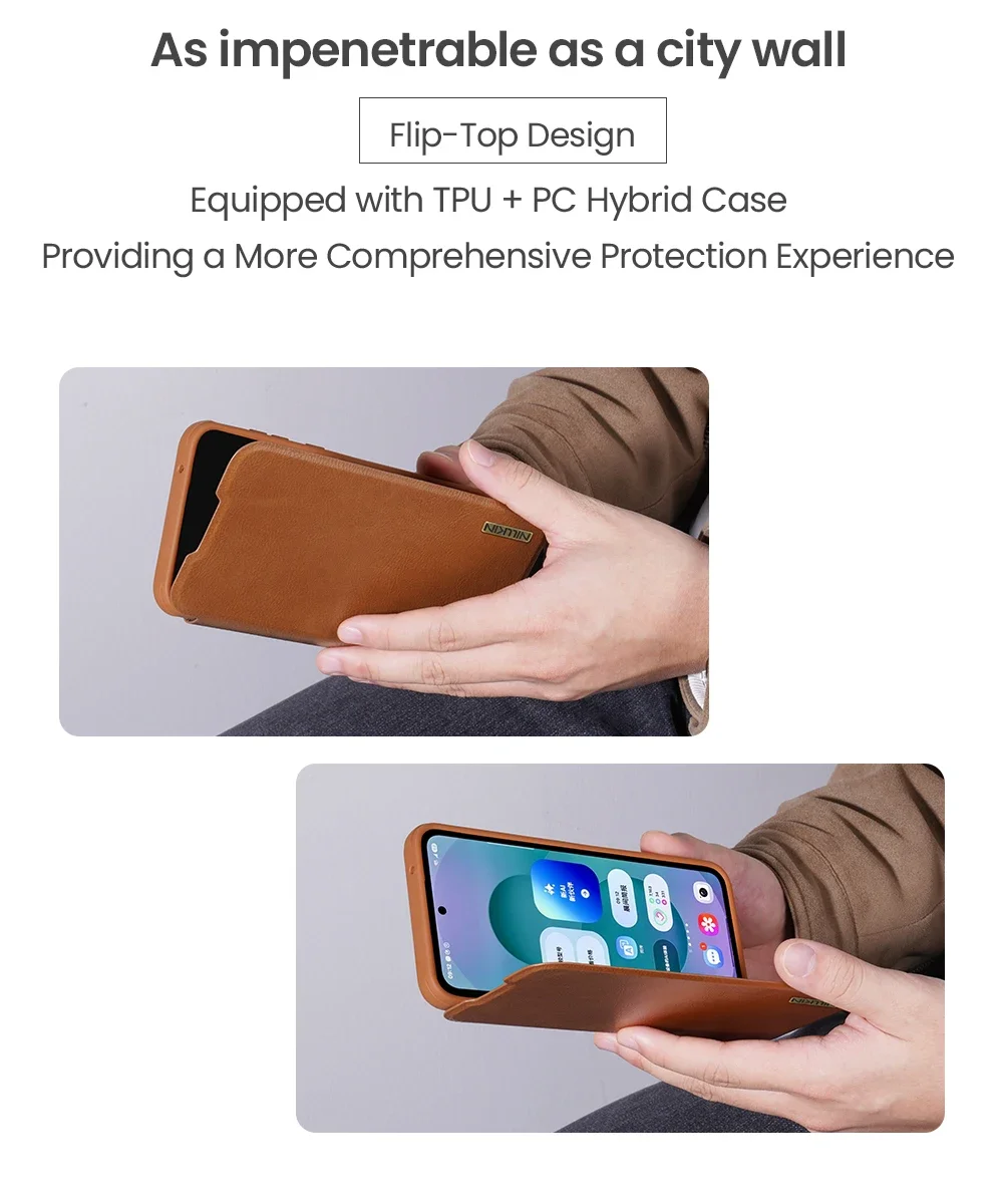 NILLKIN for Samsung Galaxy A56 5G Case Qin Pro Camshield PU Flip Leather Card Slot Back Cover Case