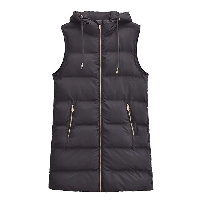 Women\'s Winter Cold Coat Solid Zipper Vest Jacket Women Vintage Sleeveless Pockets Top Casual Female Waistcoat Clothes Mujer