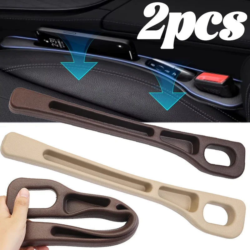 New Car Seat Gap Filler Organizer PU Waterproof Universal Car Seat Gap Anti-leak Stopper Strip 2Slot Seat Gap Storage Organizer