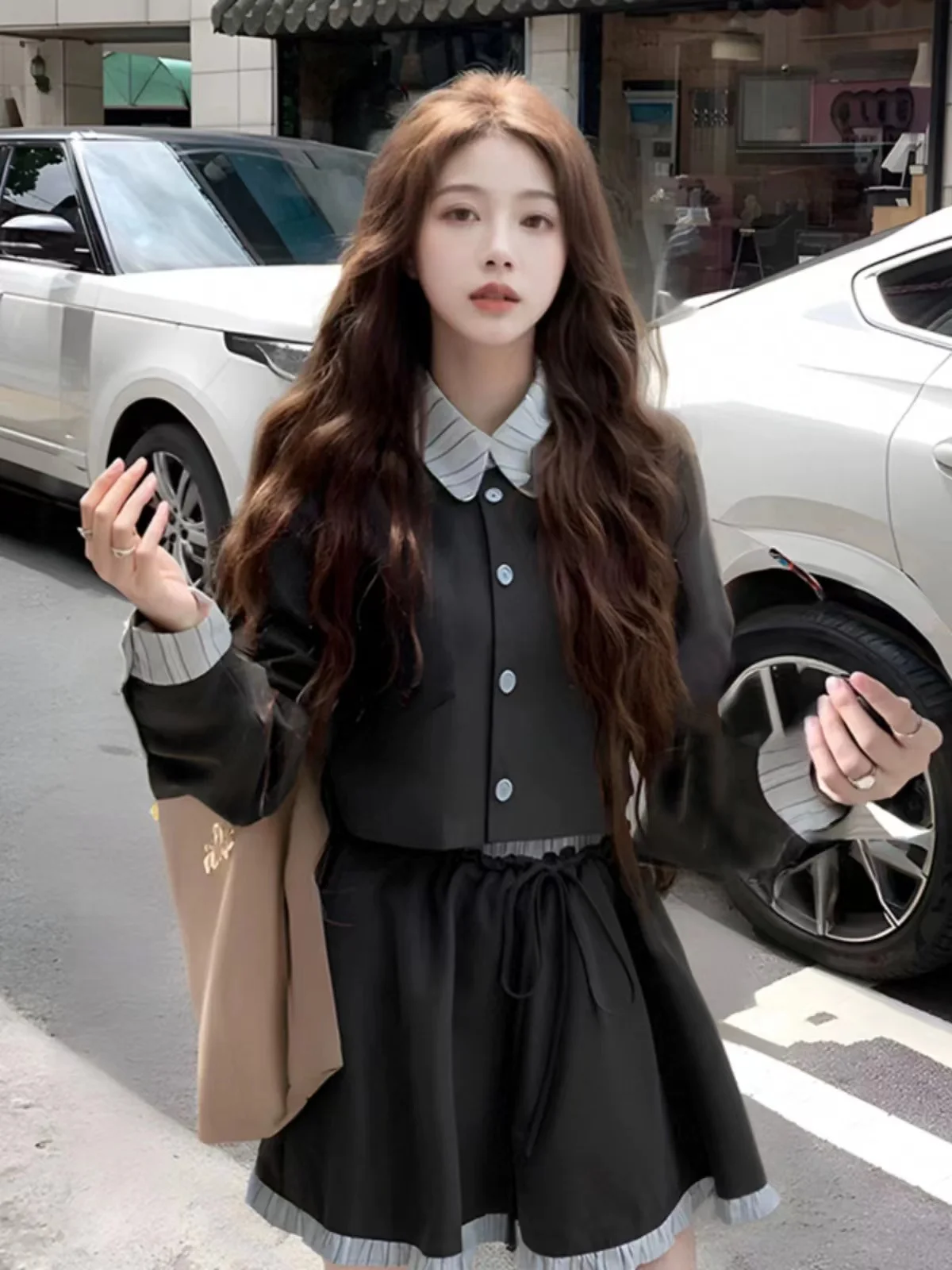 Petite Autumn Dress 2024 New Korean Academy Style Elegant Complete Fashion Set Women Female Office Lady Clothing High Quality