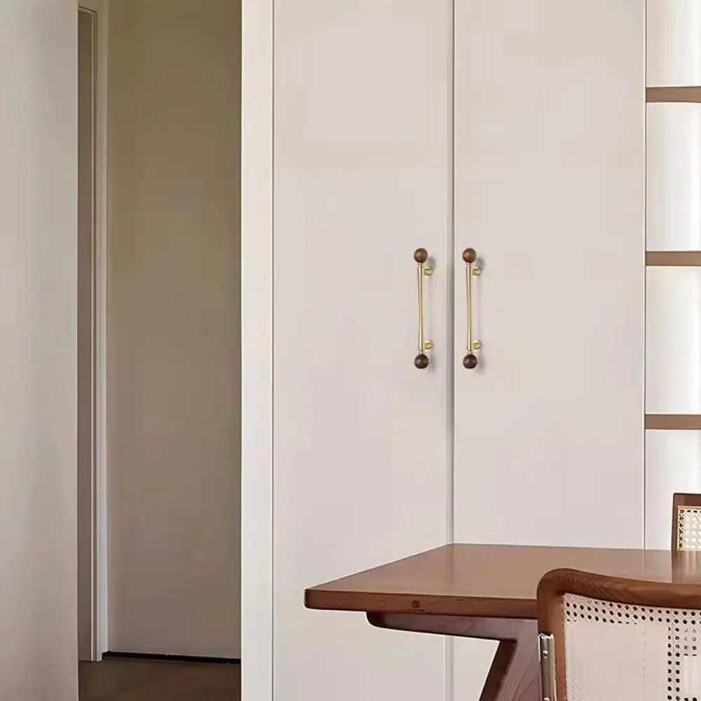 التصميم الكلاسيكي النحاس النحاس مقابض للخزانة خشبية الجوز الأمريكية الرجعية المقابض النمط الأوروبي الفاخرة الجوز المقابض مقابض الأبواب #2