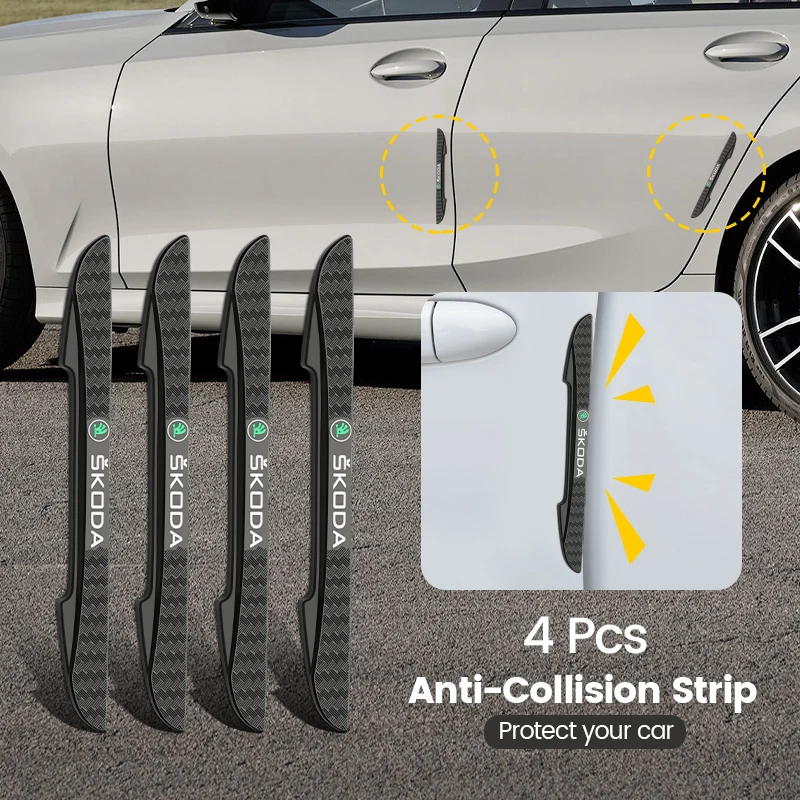 4Pcs Rubber Car Anti-Collision Bumper Strip Guards Protector Stickers For Skoda Rapid Superb Kodiaq VII VRS Octavia 2 3 Yeti
