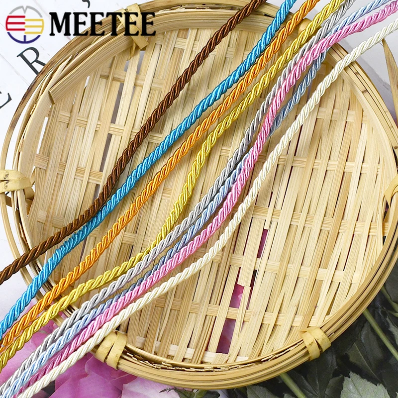 

5/10/20M 3mm Colorful Polyester Braided Rope Gift Box Packaging Ropes Bag Sealing Thread Cords Home Textile Sewing Accessories