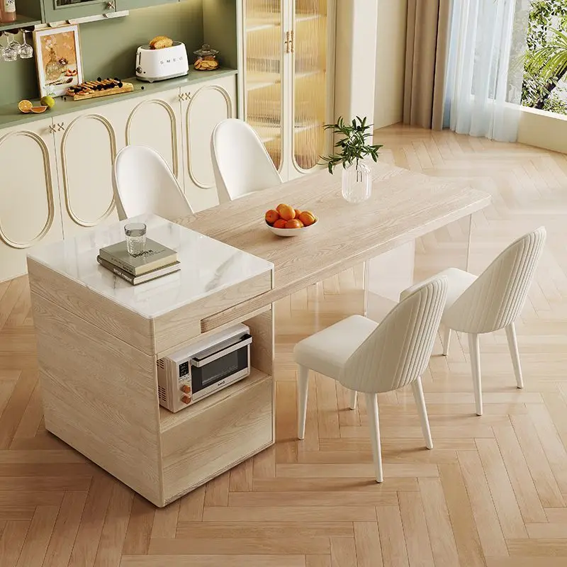 Log high-end solid wood island integrated household light luxury down restaurant middle guide