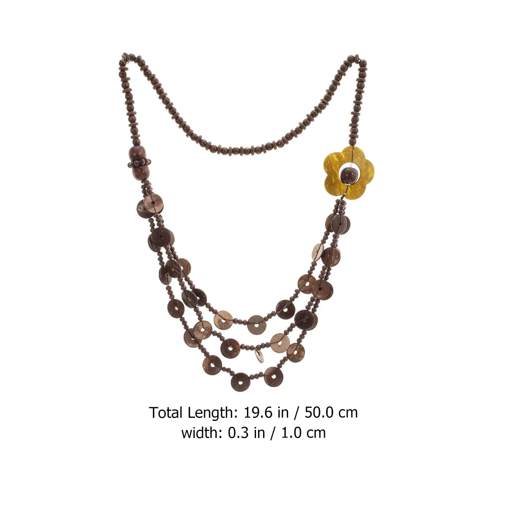 

2pcs Coconut Shell Wood Bead Necklace Multilayer Bohemian Ethnic Style Jewelry Retro Neck Chain Natural Personalized Neck