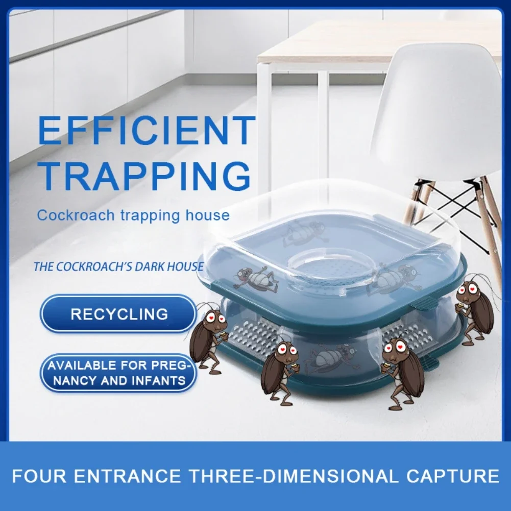 Efficient Cockroach Trap Killer Household Cockroach Trap Box Physical Capture Reusable Trap Large Capacity Widely Use Transparen