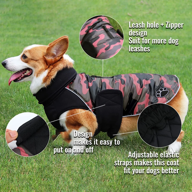 Benepaw Winter Turtleneck Dog Coat Warm Waterproof Cold Weather Pet Jacket Reversible Dog Clothes For Small Medium Large Dogs