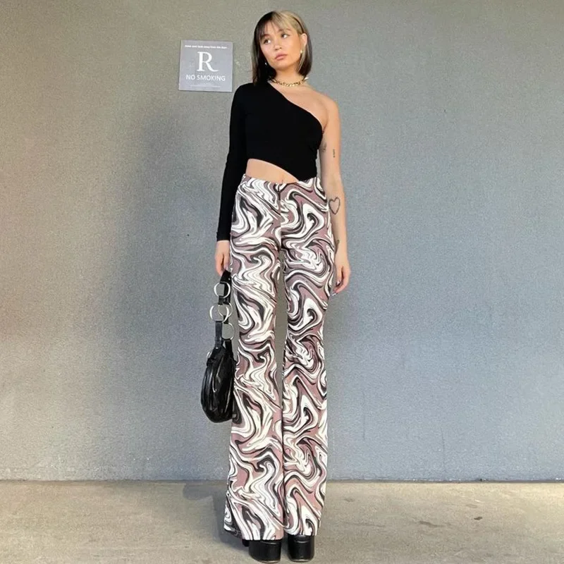 90s Pants Outfit Vintage Style Chic Print y2k Fashion Streetwear Women Women High Waist Loose Women Wide Leg Pants Harajuku