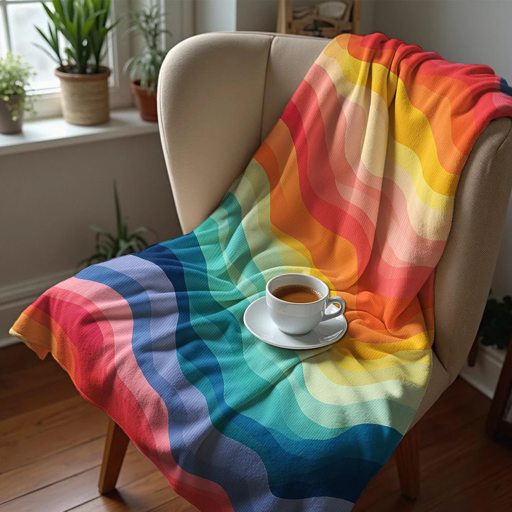Rainbow Wave Lightweight Micro - Christmas Throw Blanket 评论和价格