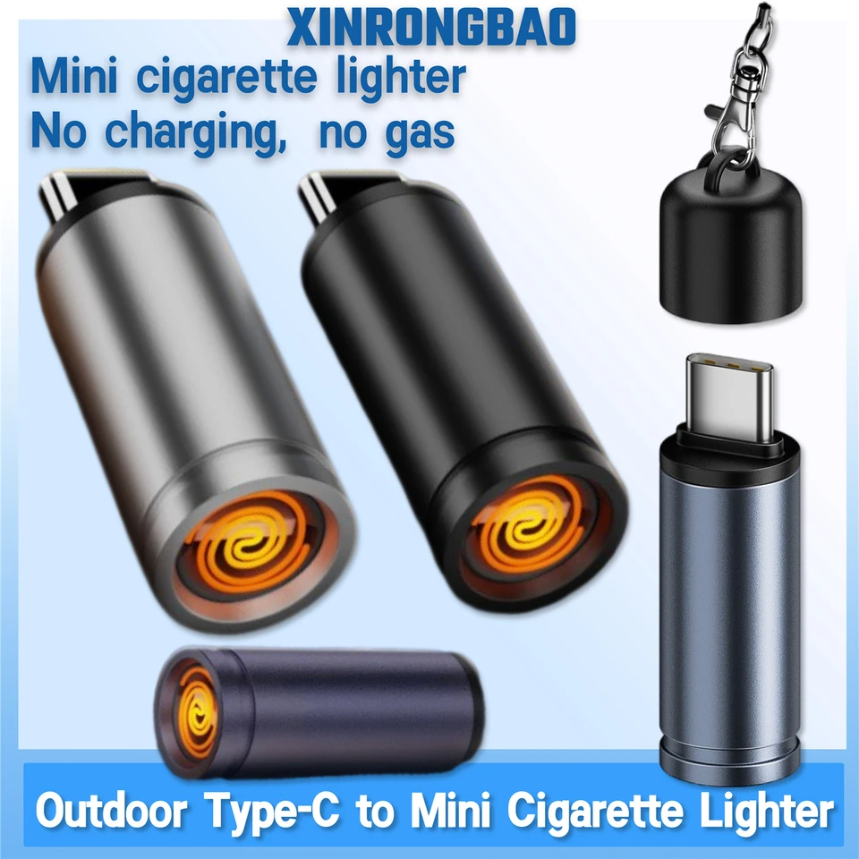 Mini USB Cigarette Lighter for Air Travel Outdoor No Flame Compactly TYPE-C  male Lighter Electric for Easy Carrying and Storage
